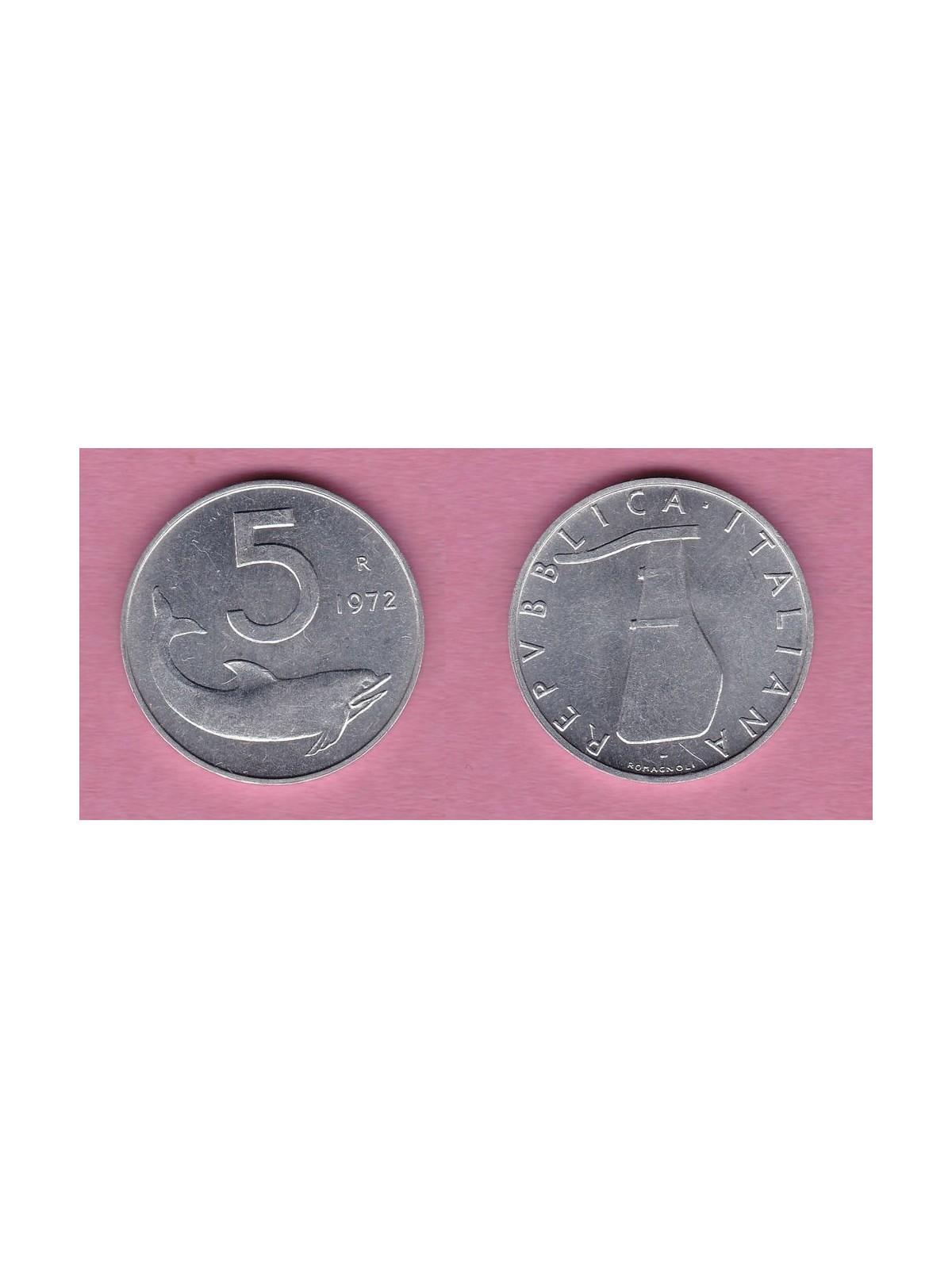 ITALIA 1972 Delfino, moneta £ 5 FDC Unc