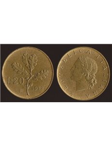ITALIA 1973 Ramo di quercia, moneta £ 20 FDC Unc
