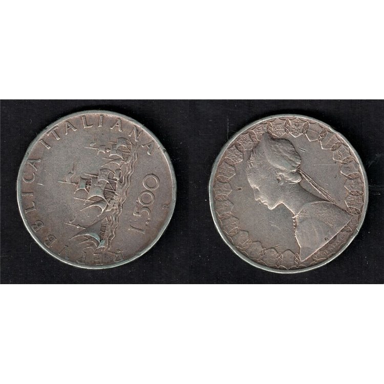 ITALY 1958 Caravels, silver coin £500 UNC