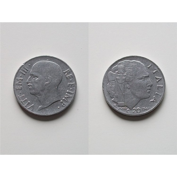 ITALIA REGNO 1940 Impero, moneta 20 Centesimi non magnetica EF SPL