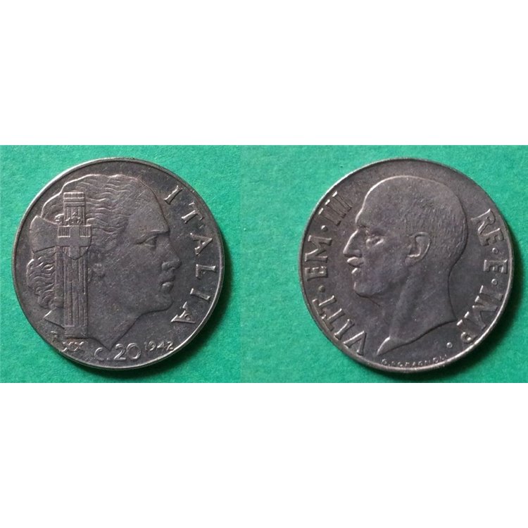 ITALY KINGDOM 1942 Empire, 20 Centesimi coin EF SPL