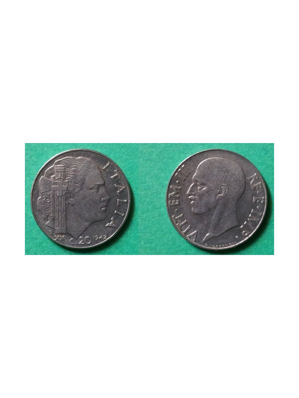 ITALY KINGDOM 1942 Empire, 20 Centesimi coin EF SPL