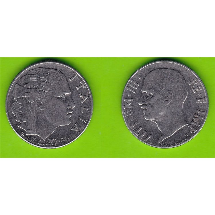 ITALIA REGNO 1941 Impero, moneta 20 Centesimi EF SPL