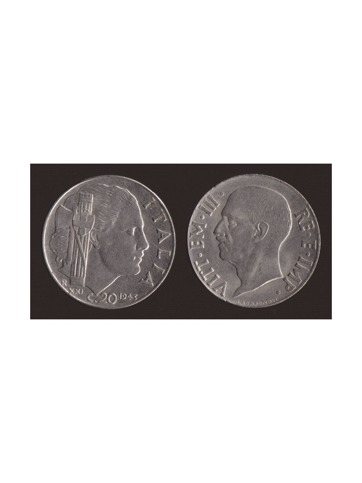 ITALY KINGDOM 1943 Empire, 20 Centesimi coin EF SPL