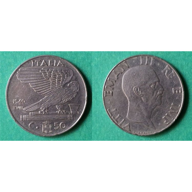 ITALIA REGNO 1940 Impero, moneta 50 Centesimi  magnetica EF SPL