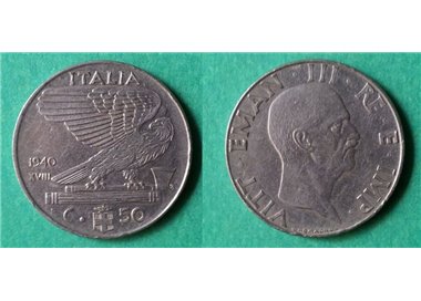 ITALIA REGNO 1940 Impero, moneta 50 Centesimi  magnetica EF SPL