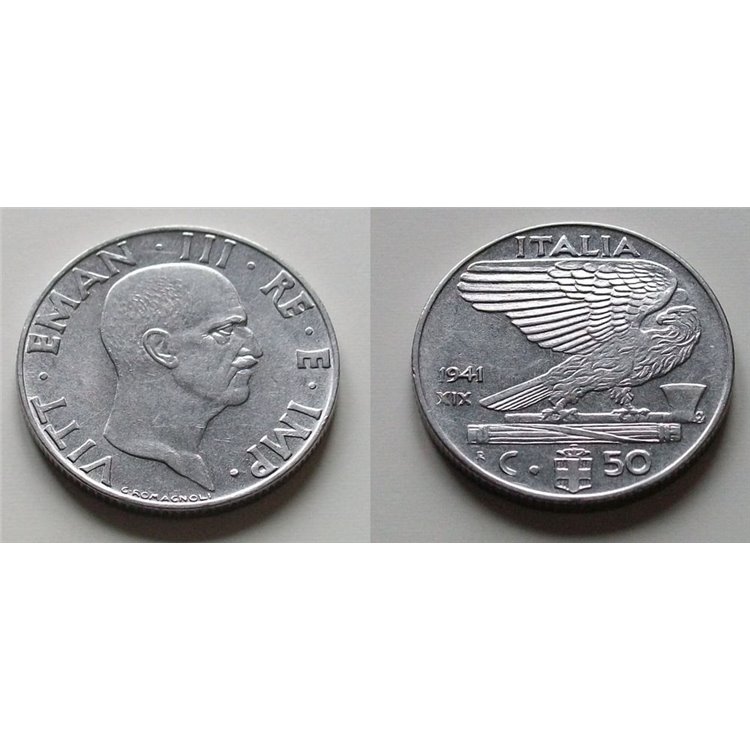 ITALIA REGNO 1941 Impero, moneta 50 Centesimi  EF SPL