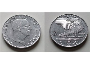 ITALIA REGNO 1941 Impero, moneta 50 Centesimi  EF SPL