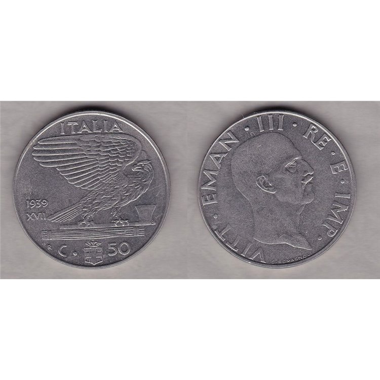 ITALIA REGNO 1939 Impero, moneta 50 Centesimi  EF SPL