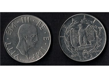 ITALY KINGDOM 1940 Empire, 2 pound magnetic coin qFDC EF45