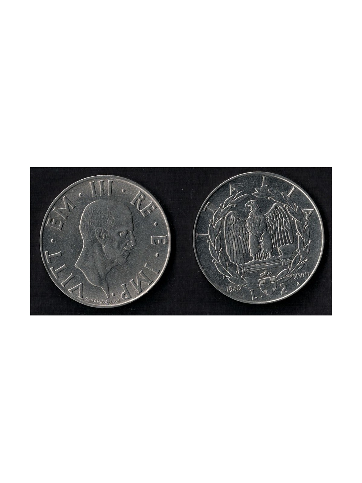 ITALIA REGNO 1940 Impero, moneta 2 £ magnetica qFDC EF45