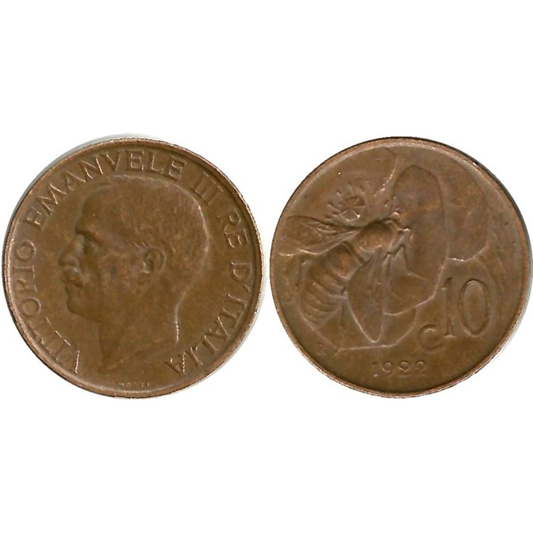 ITALIA REGNO 1922 Ape, moneta 10 centesimi BB VF
