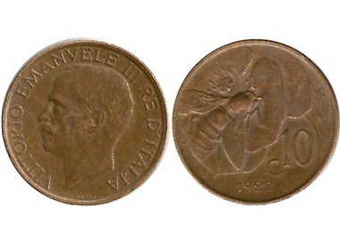 ITALY KINGDOM 1922 Ape, 10 cent coin BB VF