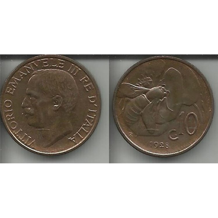 ITALY KINGDOM 1928 Ape, 10 cent coin qSPL VF35
