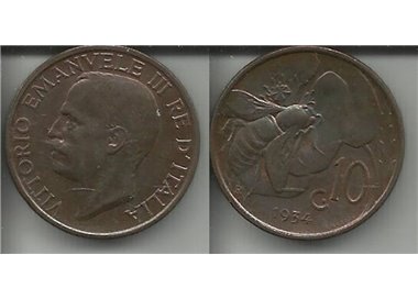 ITALY KINGDOM 1934 Ape, 10 cent coin BB VF
