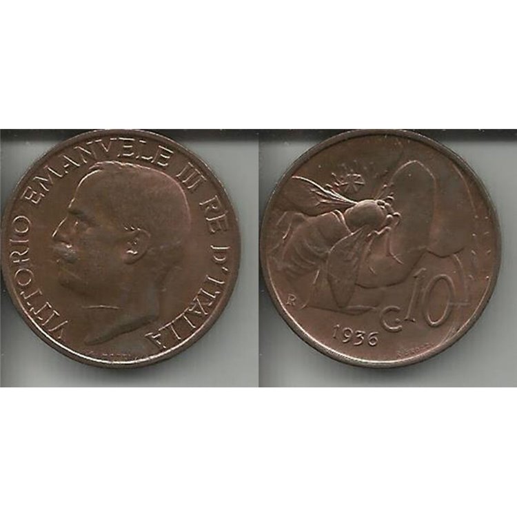 ITALY KINGDOM 1936 Ape, 10 cent coin qSPL VF35