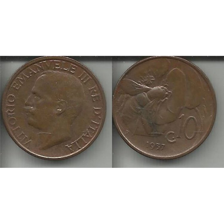 ITALY KINGDOM 1937 Ape, 10 cent coin BB VF