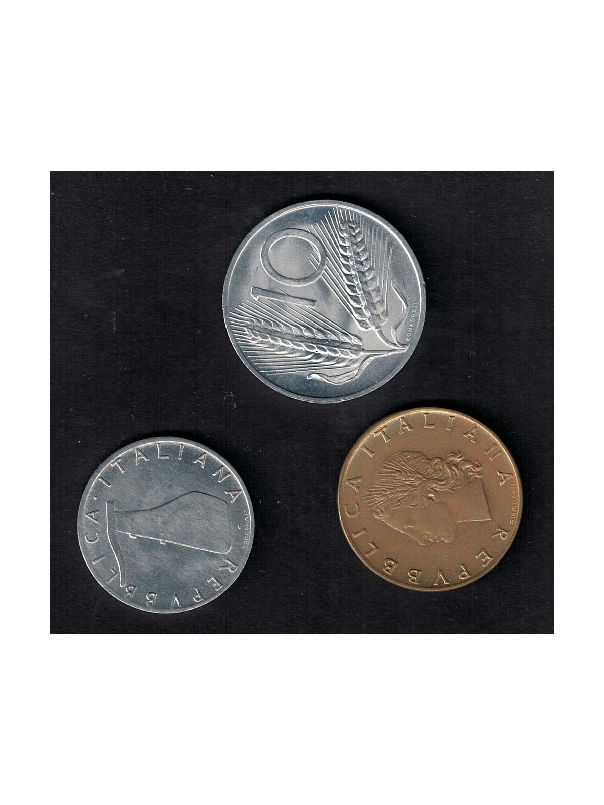 ITALY 1975 3 coins 5£ + 10£ + 20£ FDC UNC