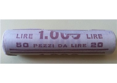 ITALY 1982 Oak Branch, roll of 50 coins of 20 pounds FDC Unc