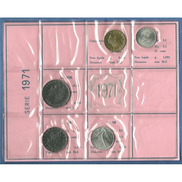 ITALIA 1971 Serie Divisionale 5 Monete FDC
