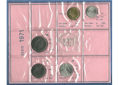 ITALY 1971 Divisional Set 5 Coins FDC