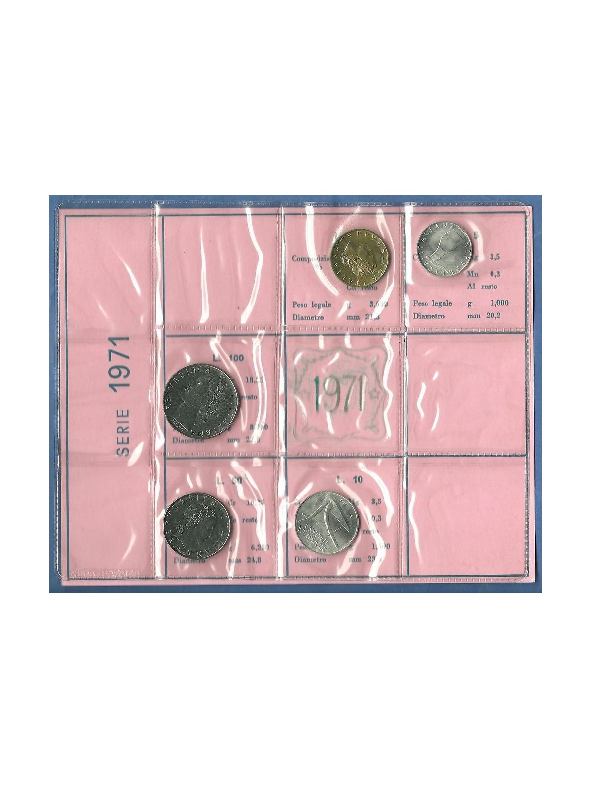 ITALIA 1971 Serie Divisionale 5 Monete FDC