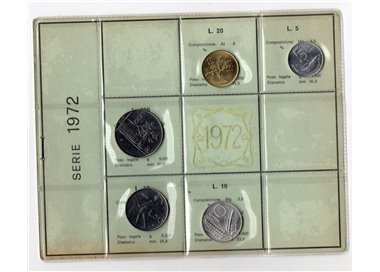 ITALY 1972 Divisional Set of 5 Coins UNC