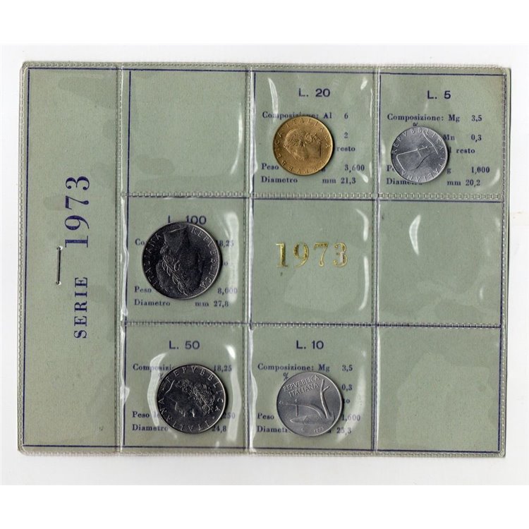 ITALY 1973 Divisional Set 5 Coins FDC