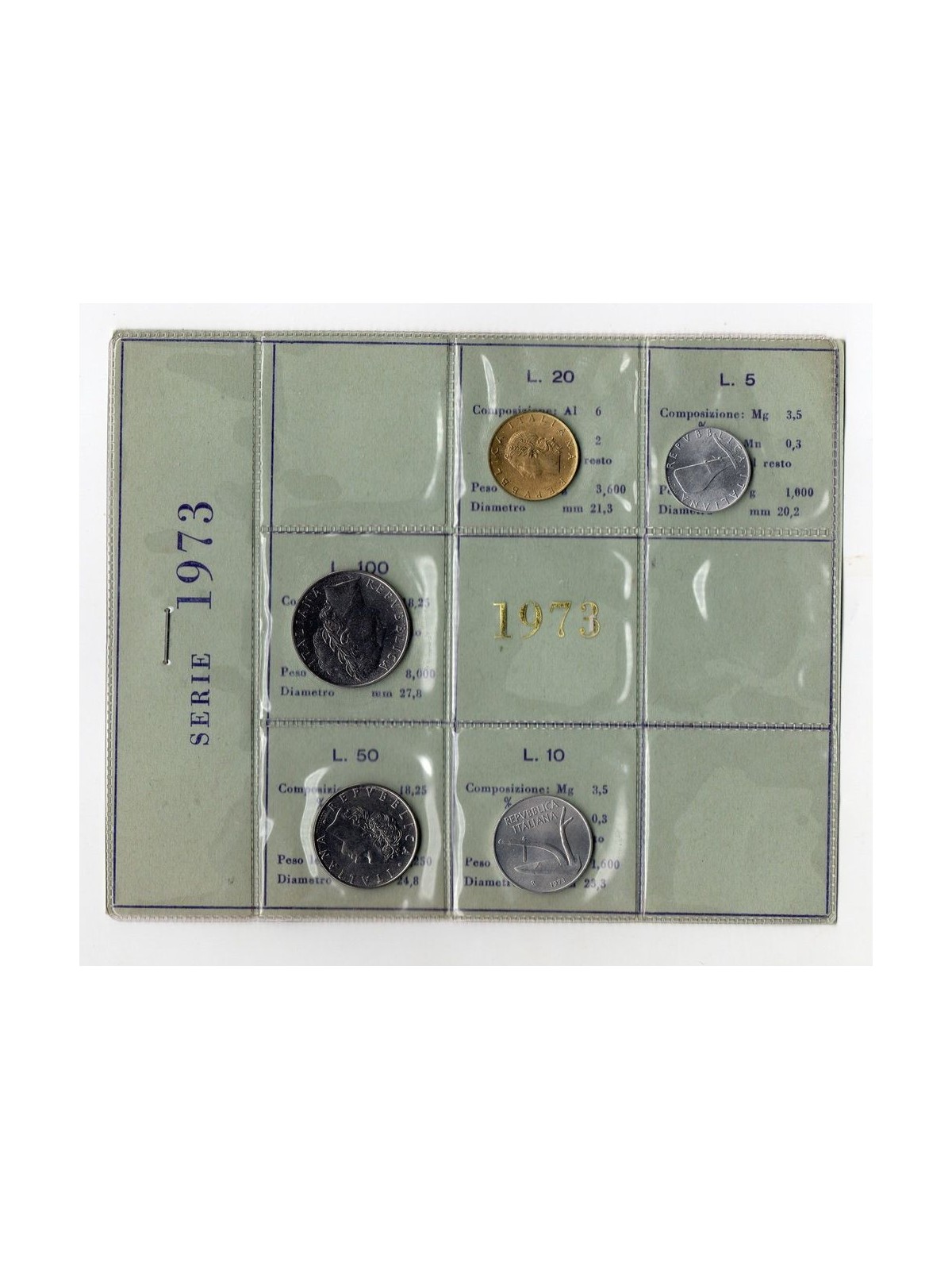 ITALY 1973 Divisional Set 5 Coins FDC