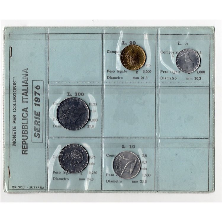 ITALY 1976 Divisional Set 5 Coins FDC