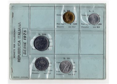 ITALY 1976 Divisional Set 5 Coins FDC