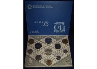 ITALY 1980 Divisional Set 10 Coins FDC