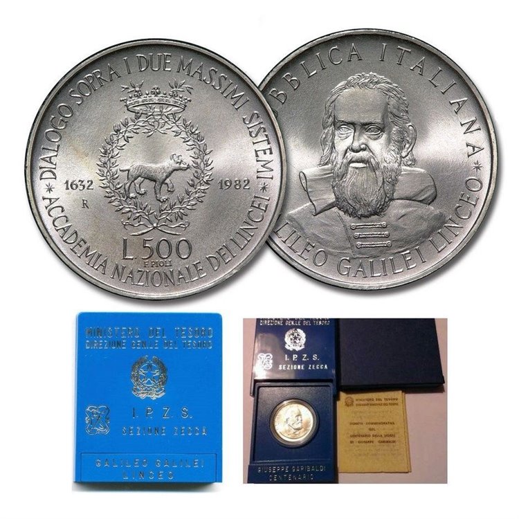 ITALY 1982 Galileo Galilei, £500 silver coin UNC