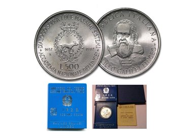 ITALY 1982 Galileo Galilei, £500 silver coin UNC