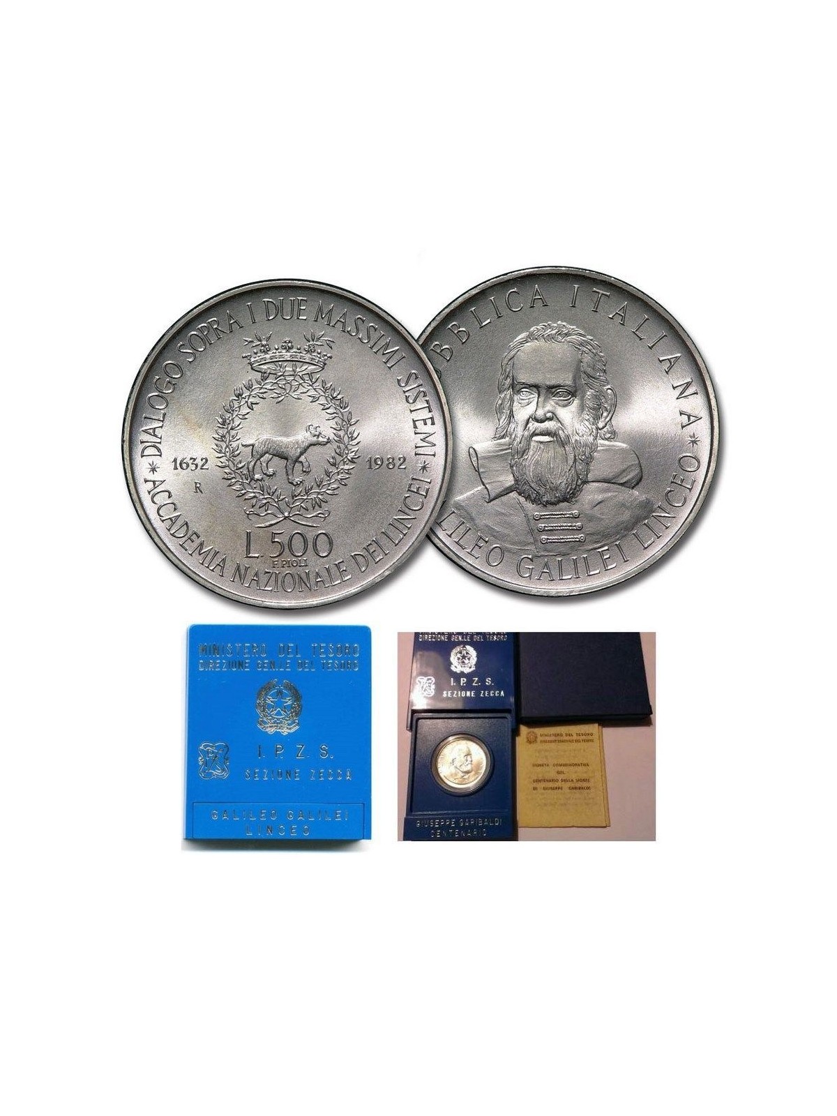 ITALY 1982 Galileo Galilei, £500 silver coin UNC