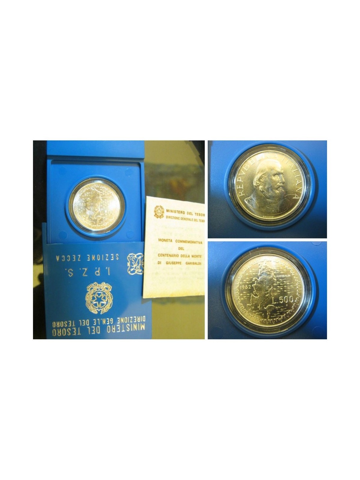 ITALIA 1982 Garibaldi, Moneta £ 500 in argento FDC