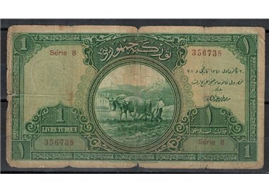 TURCHIA 1926 Banconota da 1 lira serie 8 molto rara
