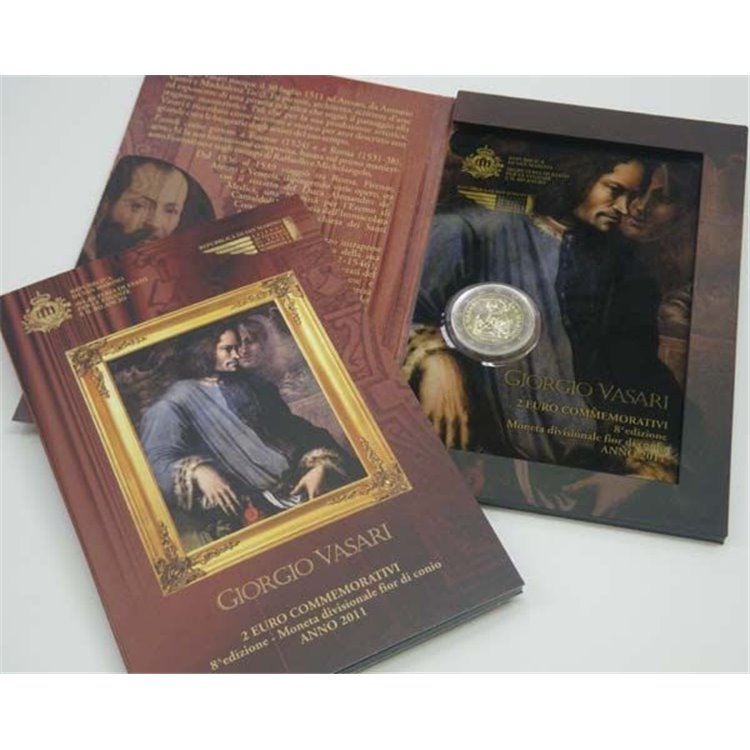 SAN MARINO 2011 Giorgio Vasari, 2 euro commemorativi FDC