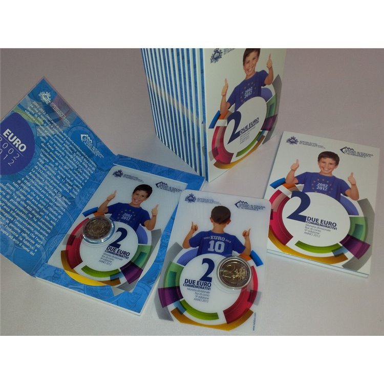 SAN MARINO 2012 Anniversario dell’introduzione dell’euro, 2 euro commemorativi FDC