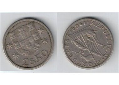PORTOGALLO 1964 2,5 ESCUDOS 2$50 KM 590