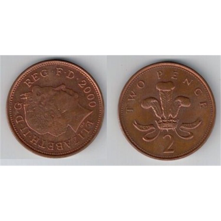 REGNO UNITO 2000 2 PENCE km 987