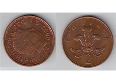 REGNO UNITO 2000 2 PENCE km 987