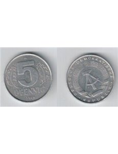 GERMANIA EST 1968 5 PFENNIG (A) KM 9.1