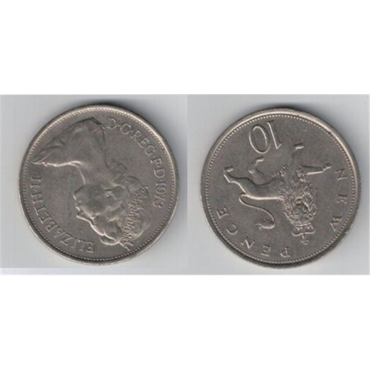 REGNO UNITO 1973 10 NEW PENCE km 912