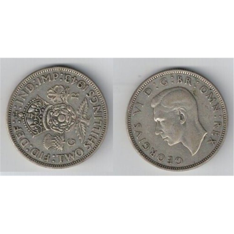 REGNO UNITO 1943 2 SHILLINGS IN ARGENTO