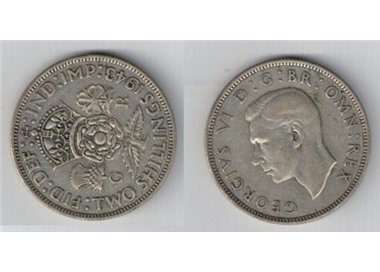 REGNO UNITO 1943 2 SHILLINGS IN ARGENTO