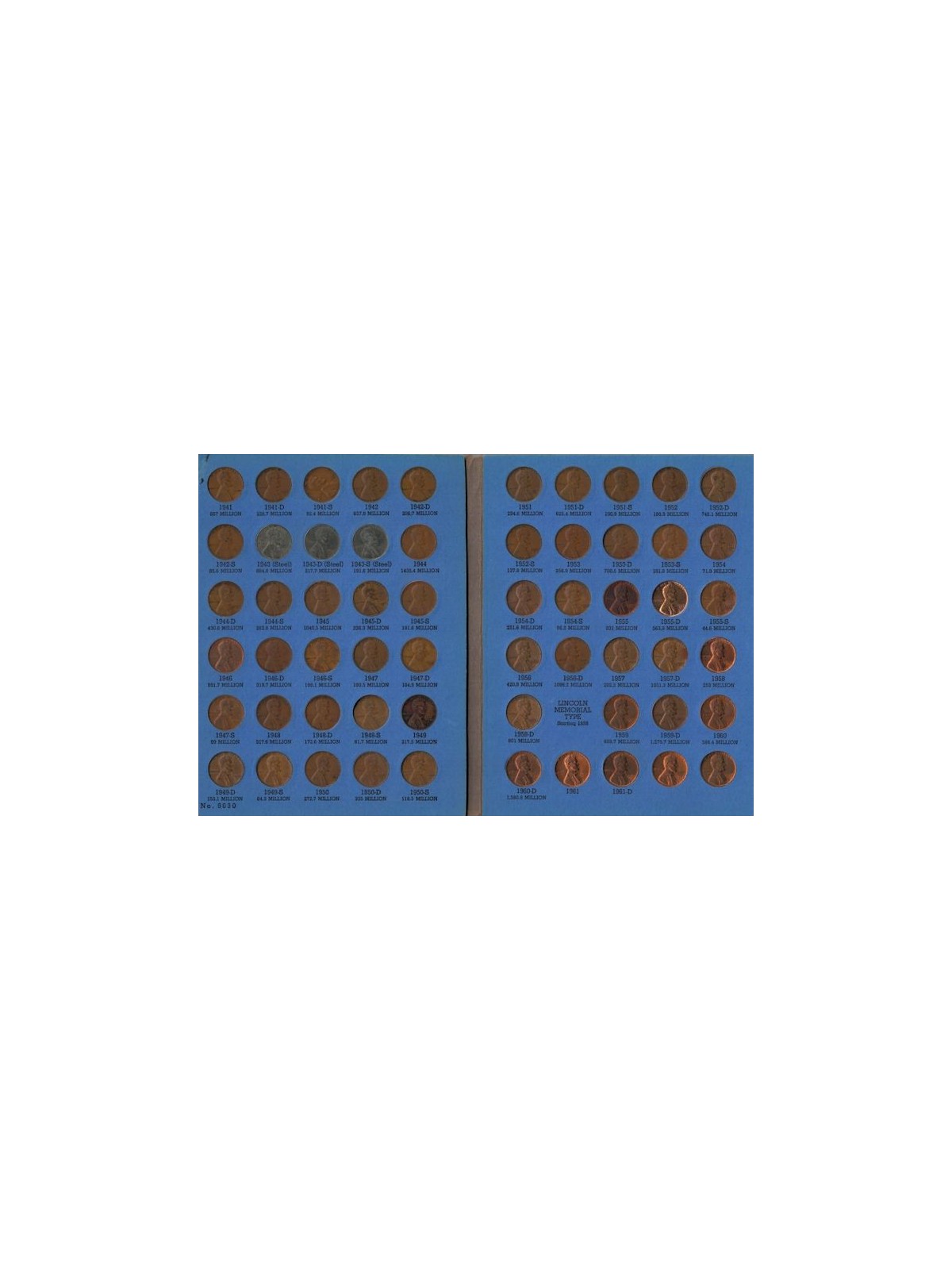 USA 1941/1962 Lincoln Head Cent - 59 x 1 cent coins
