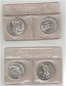 SAN MARINO 1984 Dittico XXIII Olimpiade, 2 Monete in Argento FDC