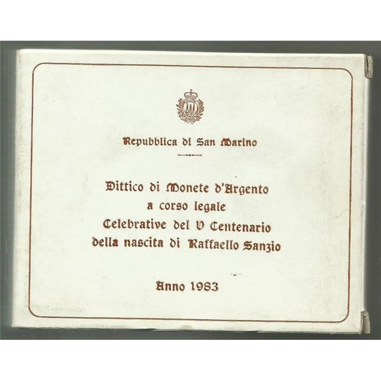 SAN MARINO 1983 Raffaello Sanzio Diptych, 2 Silver Coins UNC