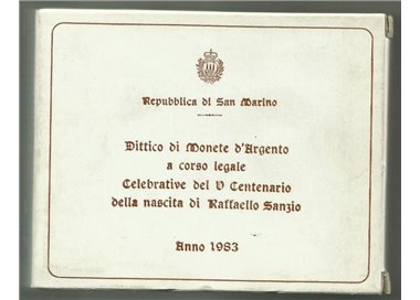 SAN MARINO 1983 Dittico Raffaello Sanzio, 2 Monete in Argento FDC
